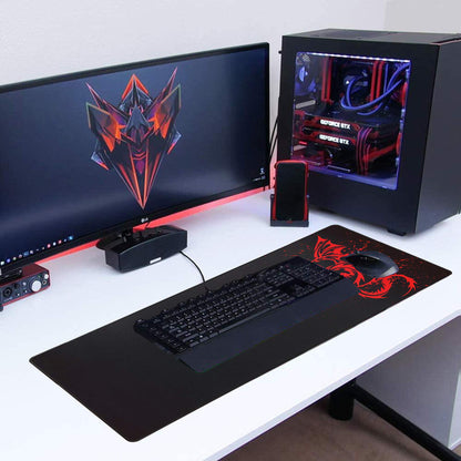 Gaming Mouse Pad,Large Extended Non-Slip Mousepad with Rubber Base and Stitched Edges,Smooth Surface Waterproof Speed Gamer Mouse Mat for Gaming, Macbook, PC, Laptop, Desk 31.5 X 11.8 Inch(Red-2)