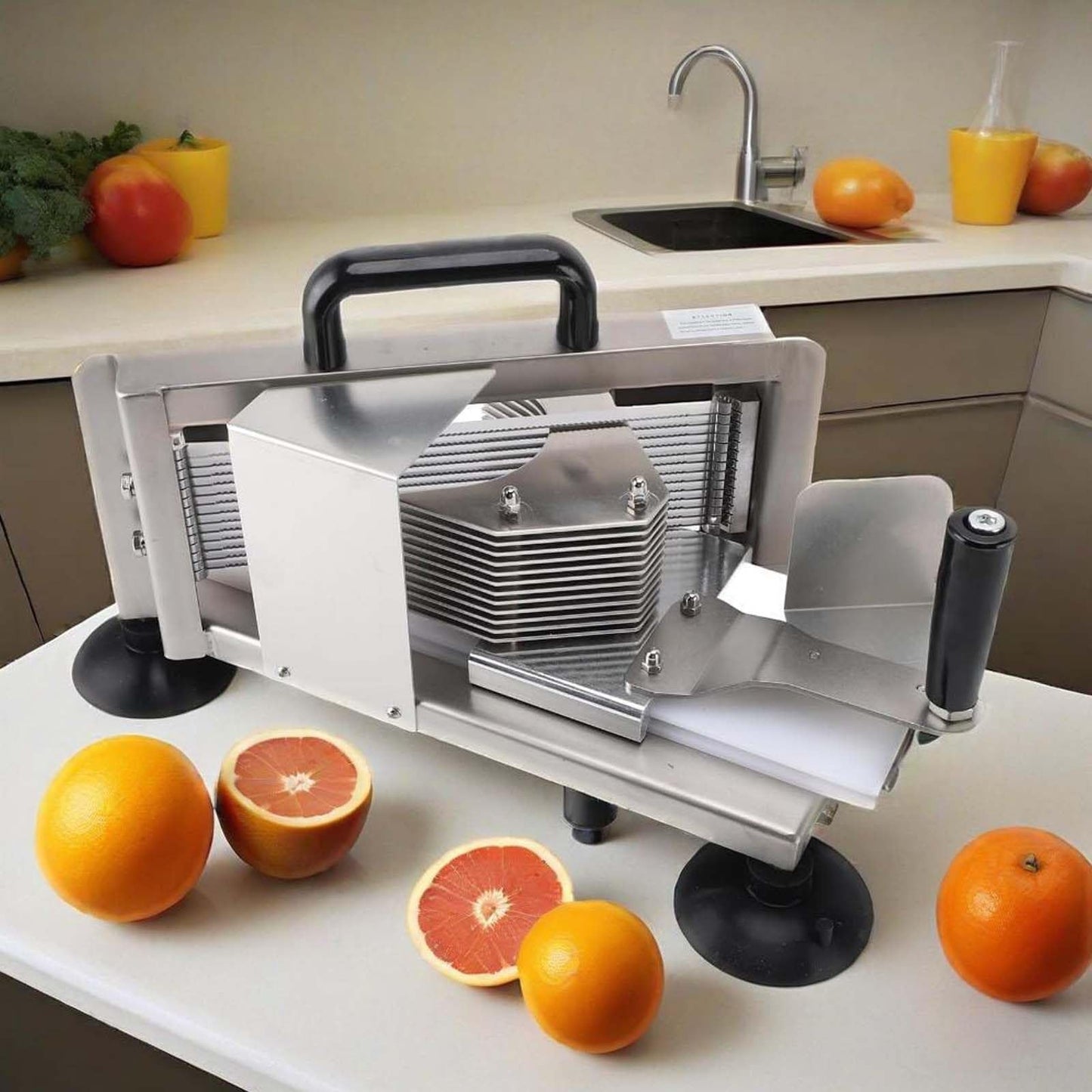 Manual Tomato Slicer, Commercial Stainless Steel Vegetable Cutter Machine for Restaurant Home Use, Heavy Duty Kitchen Tool with Non-Slip Feet, Easy Clean, for Cucumber and Banana(3/8in-9.5mm)