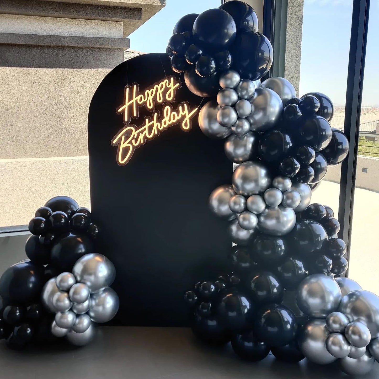 Awenztech 120pcs Black Balloon Arch Kit, 18 12 10 5 inch Black Latex Balloons Different Sizes Balloon Garland for Graduation Halloween Birthday Party Decorations