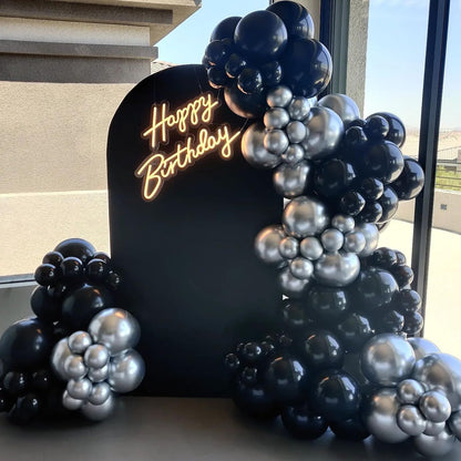 Awenztech 120pcs Black Balloon Arch Kit, 18 12 10 5 inch Black Latex Balloons Different Sizes Balloon Garland for Graduation Halloween Birthday Party Decorations