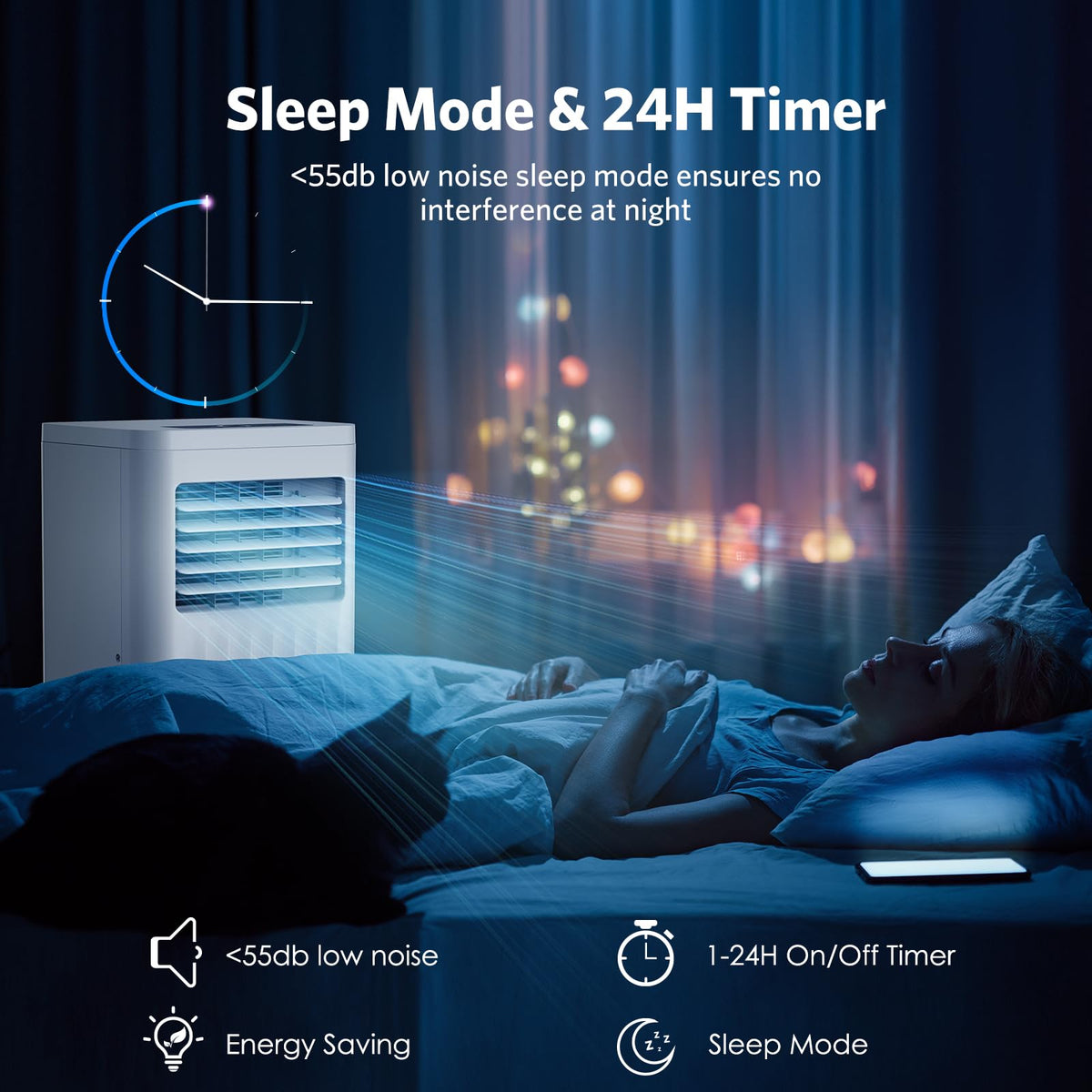 Electactic 8000 BTUs Portable Air Conditioners with cooling/dehumidification/fan/sleep mode,4-IN-1 Portable AC with 24H Timer & Remote Control & Window Kit