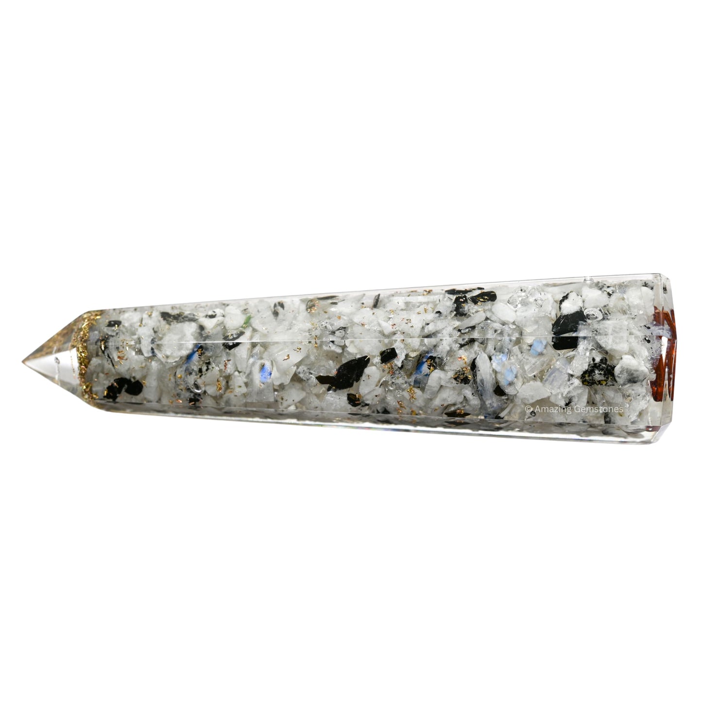 Amazing Gemstone Rainbow Moonstone Orgonite Orgone Crystal Towers - Large 4.5" Orgonite Crystal Wand Obelisk Tower Point for Meditation, Crystals and Healing Stones Gift and Protection