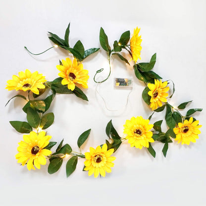 Gogo Shopping FANStek 2 AA Batteries Powered 20 LED Silver String Fairy Lights with Sunflowers Warm White