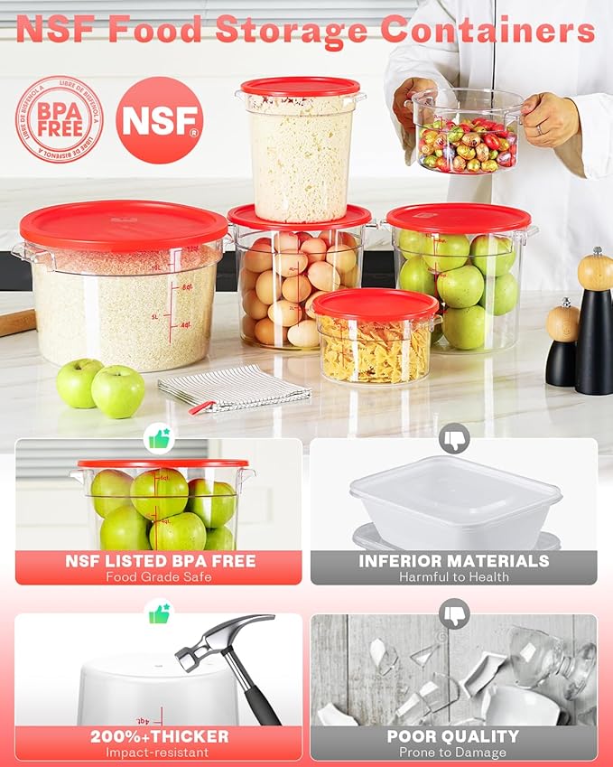 6QT NSF Round Food Storage Containers