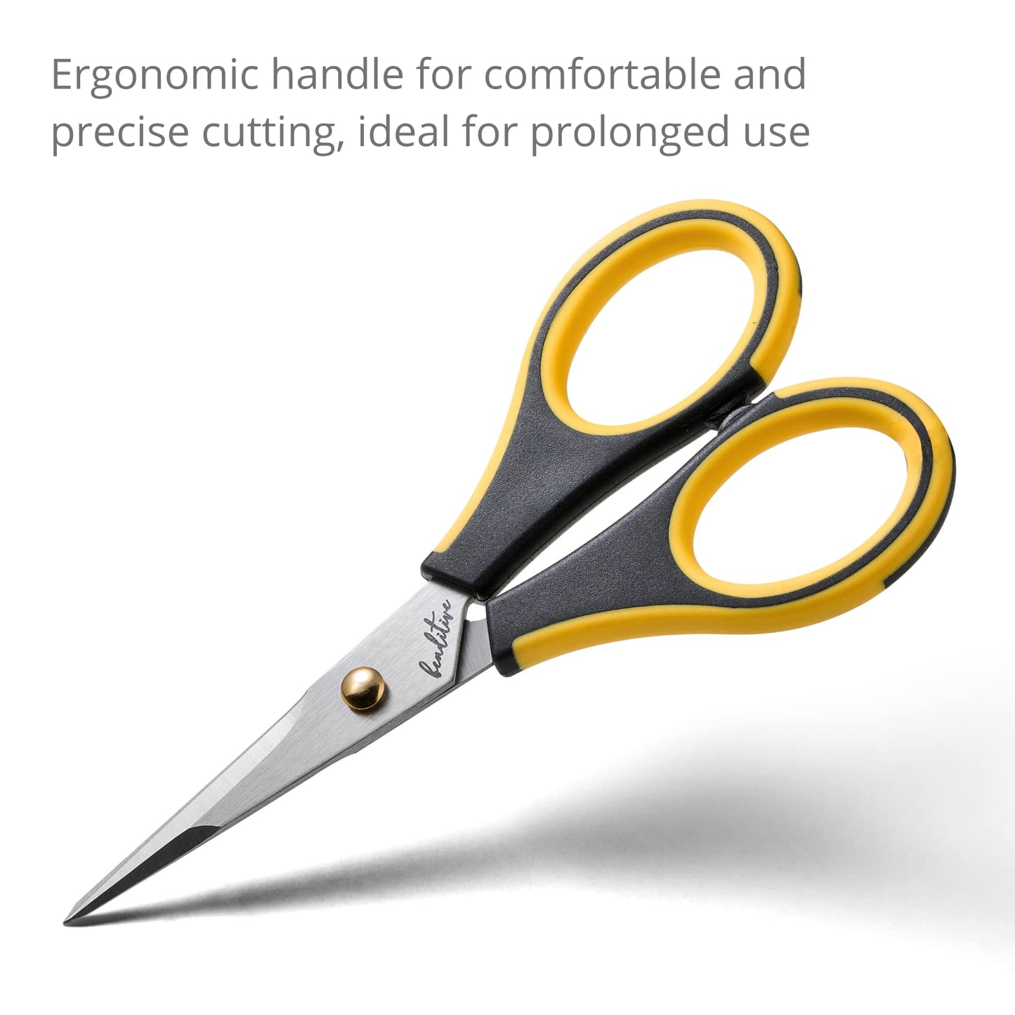 Beaditive Precision Craft Scissors - Stainless Steel Paper Crafting with Safety Cap Ultra Sharp Blades & Non-Slip TPR Handles Adult Kid Scrapbooking for Home, Office, School, Yellow