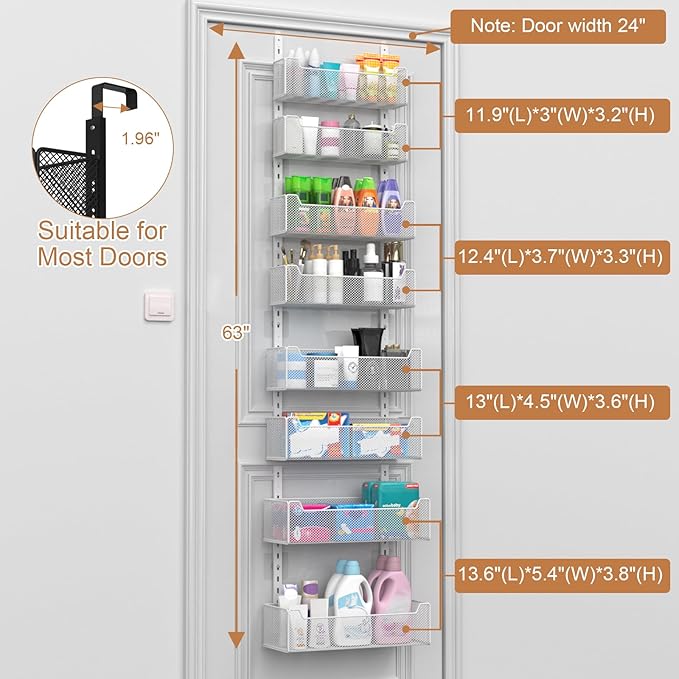 Over The Door Organizer, 8-tier Metal Door Organizer Hanging