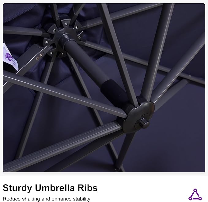 PURPLE LEAF 11.5' X 11.5' Telescopic Patio Umbrella with Base Included Lifting Cantilever Offset Square Large Umbrella for Pool Outdoor Patio Deck Garden Navy