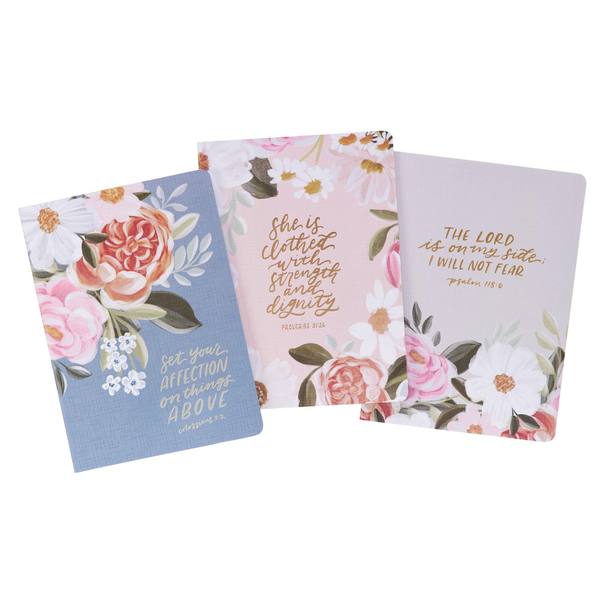 Christian Art Gifts Slim Softcover Scripture Notebooks for Women, Loveall Collection - Inspirational Bible Verse Variety, Durable Cardstock, Pastel Floral Set/3 Large