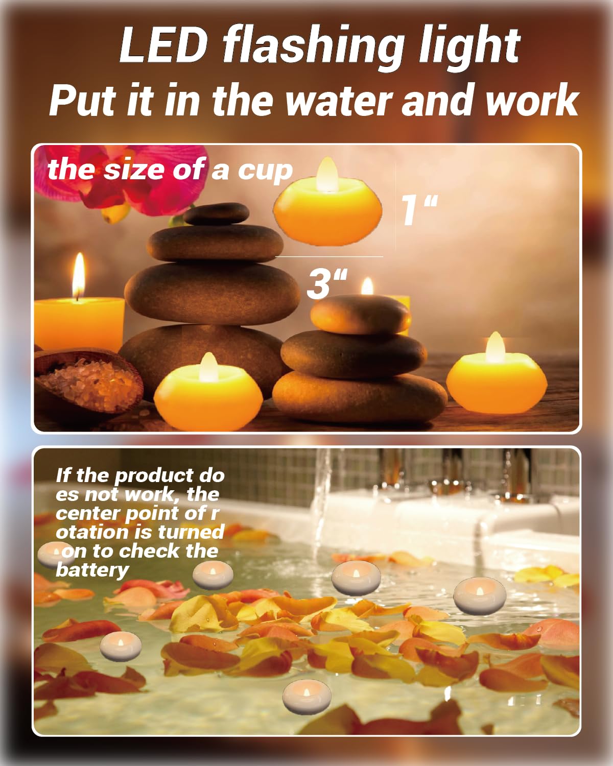 QQFCTOO 24 Pack 3” Flameless LED Floating Candles, Water-Activated Battery Operated Floating Candle with180+ Hours Runtime for Cylindrical Vase, Pool, Fountain - Ideal for Wedding, Party Decoration