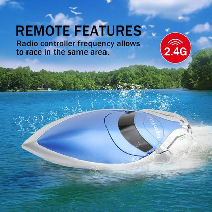 GizmoVine RC Boat, 2.4GHZ 15MPH High Speed Remote Control Boat with 2 Rechargable Batteries, Suitable for Pools/Lakes/Seaside, Double waterproof, Ship Model Gift for Adults & Kids