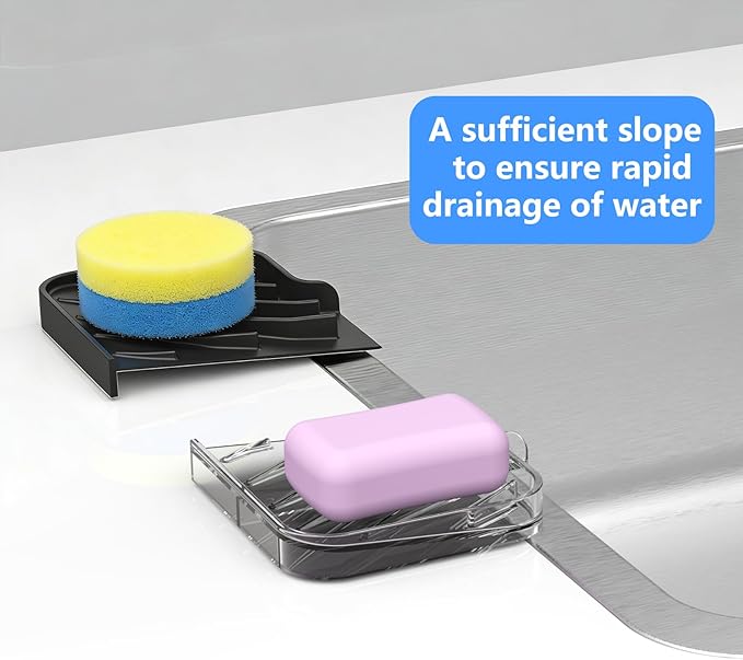 Sponge Holder for Kitchen Sink, Dish Sponge Holder & Soap Tray