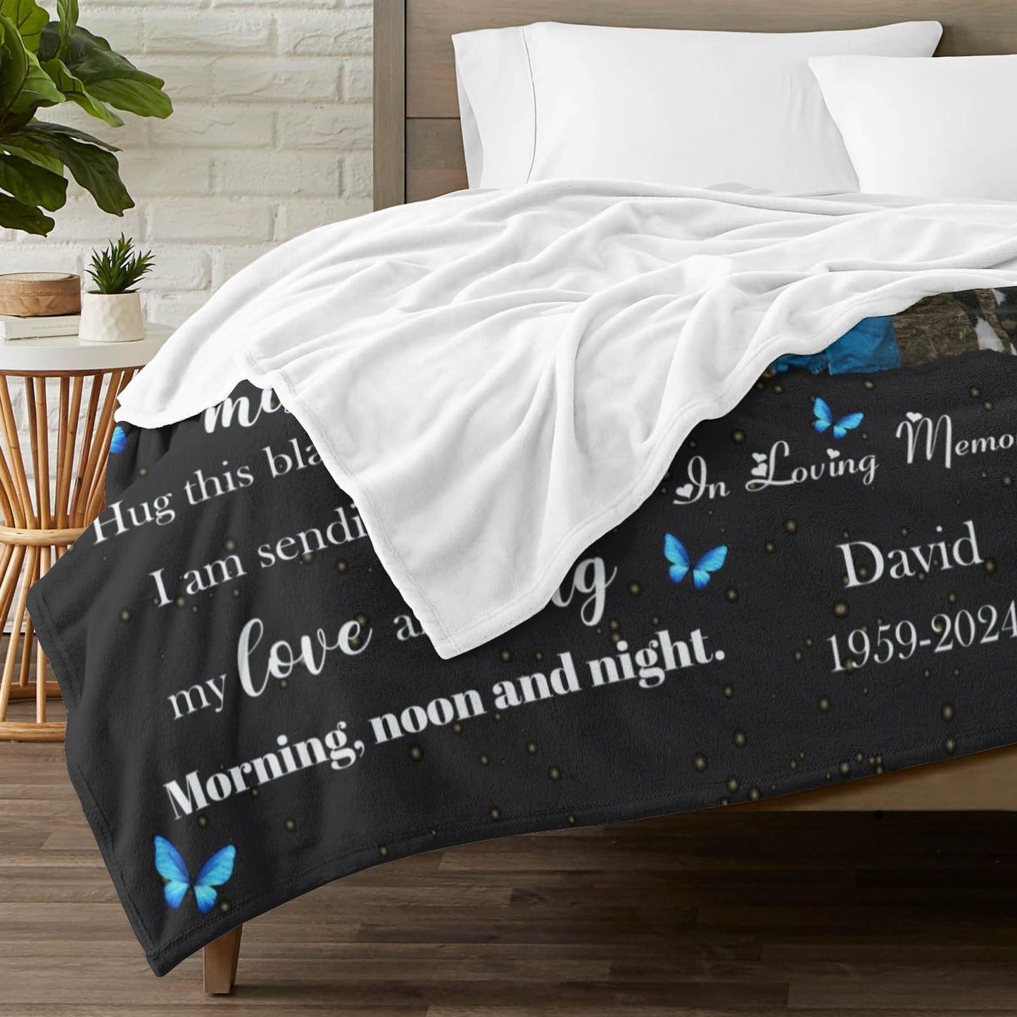 D-Story Custom Memorial Blanket with Photos in Loving Memory for Loved Ones Lost: Made in USA, Personalized Picture Sympathy Remembrance Grief Gift Funeral for Daughter Son Father Mother Brothers