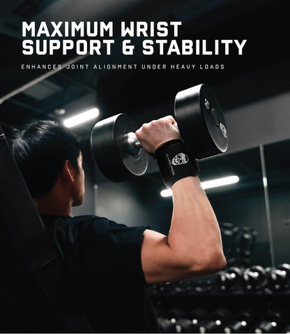 Gymreapers Weightlifting Wrist Wraps (Competition Grade) 18" Professional Quality Wrist Support with Heavy Duty Thumb Loop - Best Wrap for Powerlifting, Strength Training, Bodybuilding(Black,18")