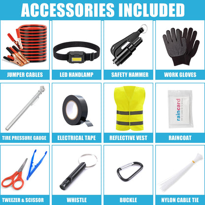 AUTODECO Car Roadside Emergency Kit, Portable Car Safety Kit Car Kits for Emergency, Black
