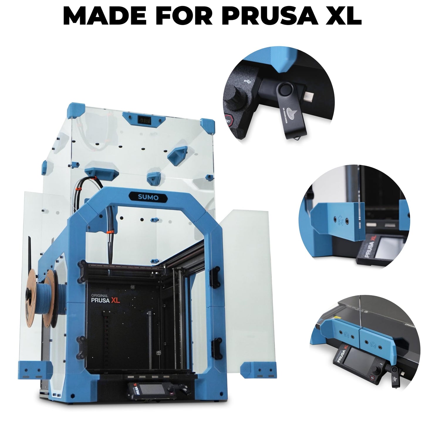 3D SOURCERER Sumo 3D Printer Enclosure Kit for the Prusa XL - Includes Plexiglass/Acrylic, Fasteners, Hex Rods, Magnets & Hygrometer (Tinted) - Printed Parts Not Included