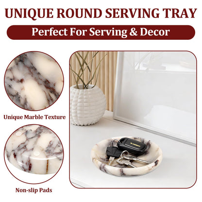 Hipiwe Decorative Key Holder for Entryway Table Round Key Bowl Marble Nightstand Organizer for Candle Jewelry Tray for Earrings Necklaces