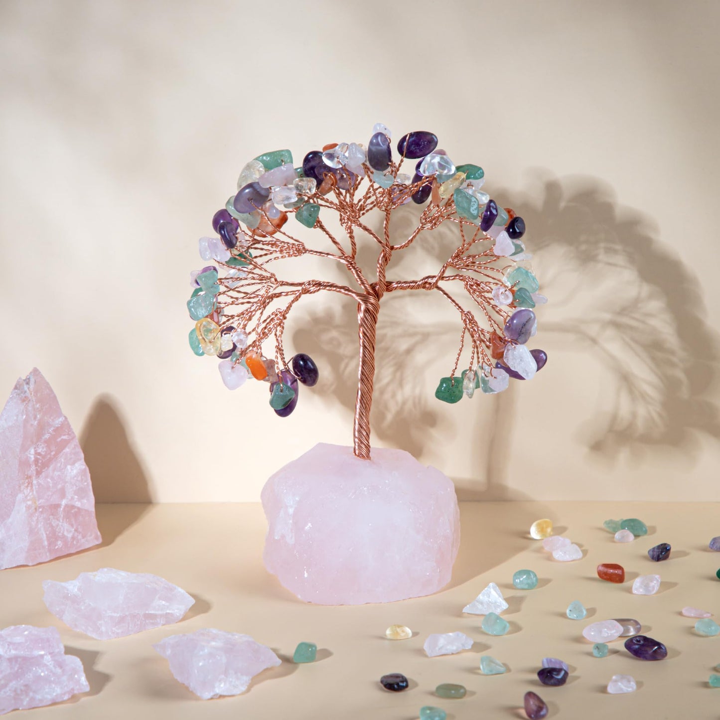ZenBless 7 Chakra Healing Crystals Stones Tree of Life, Feng Shui Money Tree,Little Fake Bonsai Zen Spiritual Home Living Room Cubicle Office Desk Decor and Accessories for Women(Mix)
