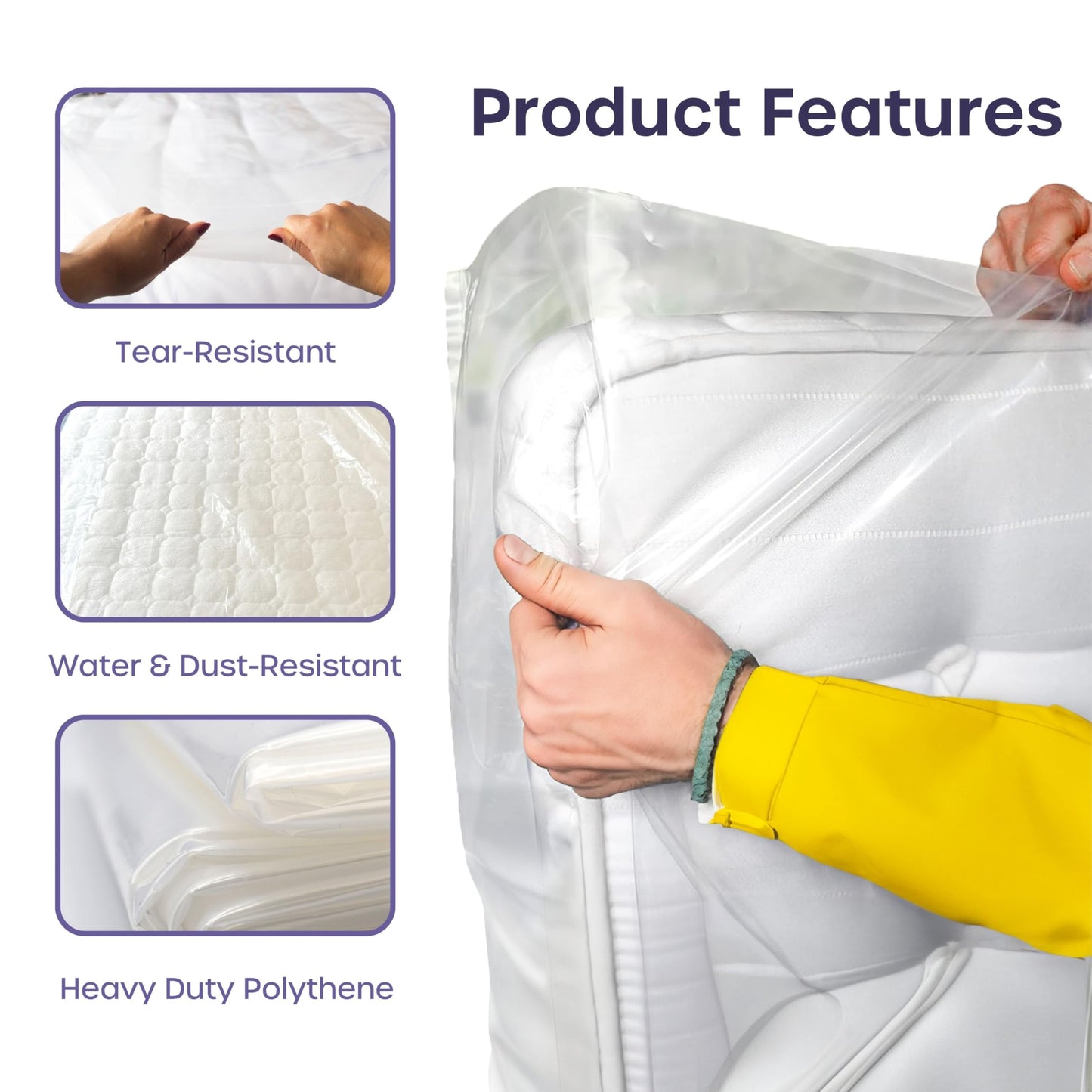 Queen Size Mattress Bags for Moving and Storage - Heavy Duty, Reusable and Waterproof Queen Mattress Bag- Protect Beds from Stains, Dust, and Pest Damage