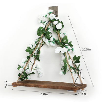 Forest Angle Shelf for Wall,Floating Shelves,Floating Shelves for Wall No Drilling,Adhesive Shelves,Command Strip Shelf,Room Decor Aesthetic,Plant Shelf Wall,Whimsical Decor,2-Piece Set(White Flower)