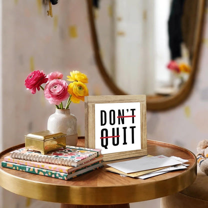 Don't Quit Wood Plaques Sign, Inspirational Wooden Box Sign, Home Wood Plaque Decor Signs, Motivational Home Office Desk Decor, Encouragement Gifts for Coworkers Students