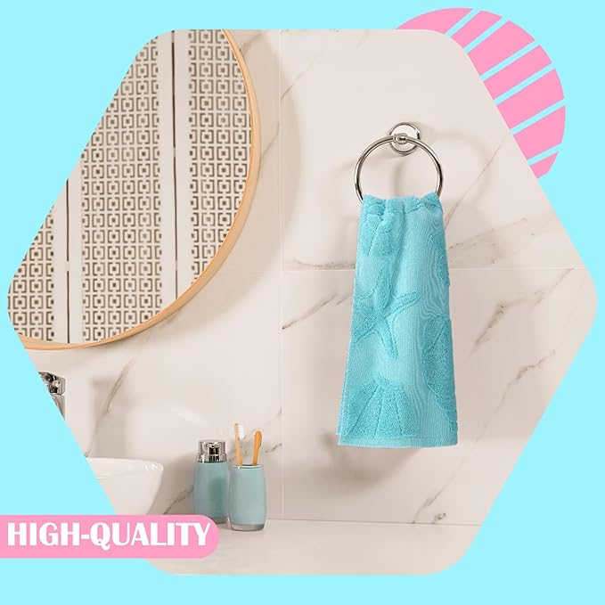 2 Pcs Coastal Hand Towels for Bathroom Ocean Beach Coastal Hand Towels 100%