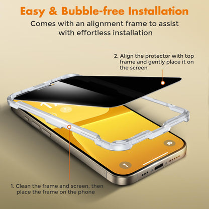 UNBREAKcable Privacy Screen Protector for iPhone 14/ iPhone 13/13 Pro, Tempered Glass [True 28°Anti Spy] [9H Hardness] [Case Friendly] Private Protector for iPhone 6.1" - 2 Pack