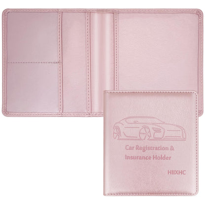Car Registration and Insurance Holder, 5.5 x 5 Inch PU Leather Vehicle Glove Box Organizer Wallet Case Organizer for Insurance Card, Driver License, Essential Document, Paperwork