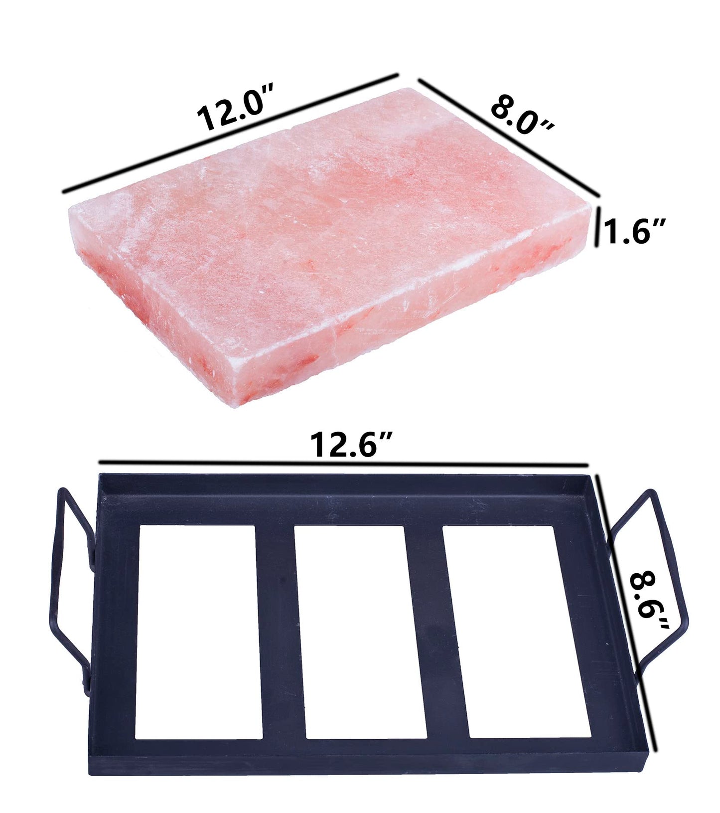 Himalayan Salt Plate Steel with Holder Set, Outdoor BBQ Himalayan Salt Block for Grilling Searing Chilling Cutting Seasoning & Serving, Size 12x8x1.6 inch.
