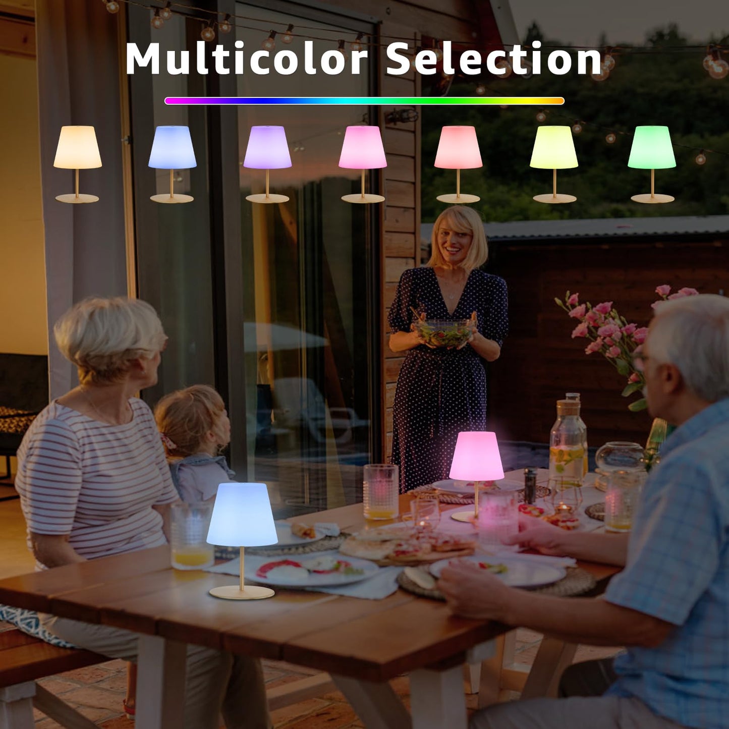 uuffoo 2 Pcs Mini Shower Lamp Rechargeable Table Lamp, Cordless Desk Lamps Bathroom Lamp Touch Warm White and RGB IP44 USB-C Cable, Easily Portable for Bedroom Bathroom Balcony Patio (Gold)
