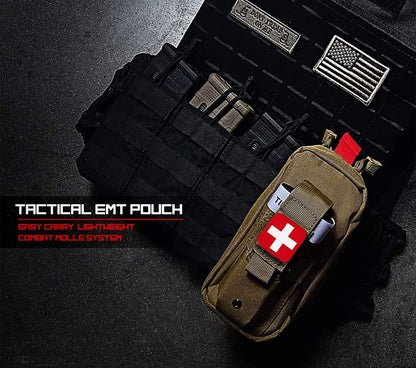 Med Kit Trauma Kit Bleeding Contral Pack, Emergency Survival First Aid Kits EMT IFAK Medical Pack for Severe Bleeding Control Military Camping and Hiking (Tan)
