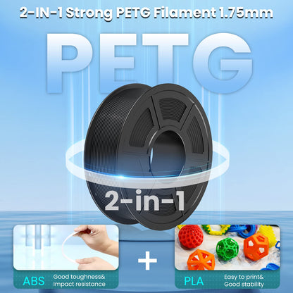 SUNLU PETG Filament 1.75mm 4KG Bundle, Strong PETG 3D Printer Filament, Fit for Most FDM 3D Printers, Individually Vacuum Packed, 4 Packs of 1KG Spools, Black