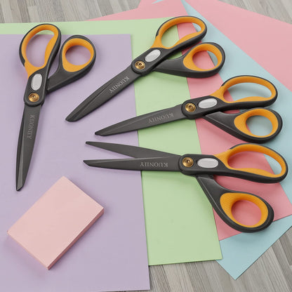 KUONIIY Scissors 8 Inch Ultra Sharp Titanium Coating Blades Soft Comfort-Grip Handles Multi-Purpose Scissors Set of 4