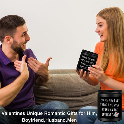 Homsolver Valentines Unique Day Gifts for Him, Boyfriend, Husband, Men, Funny Anniversary Birthday Christmas Valentines Romantic Gifts for Him, Boyfriend, Black Cedar Juniper Sandalwood Candle