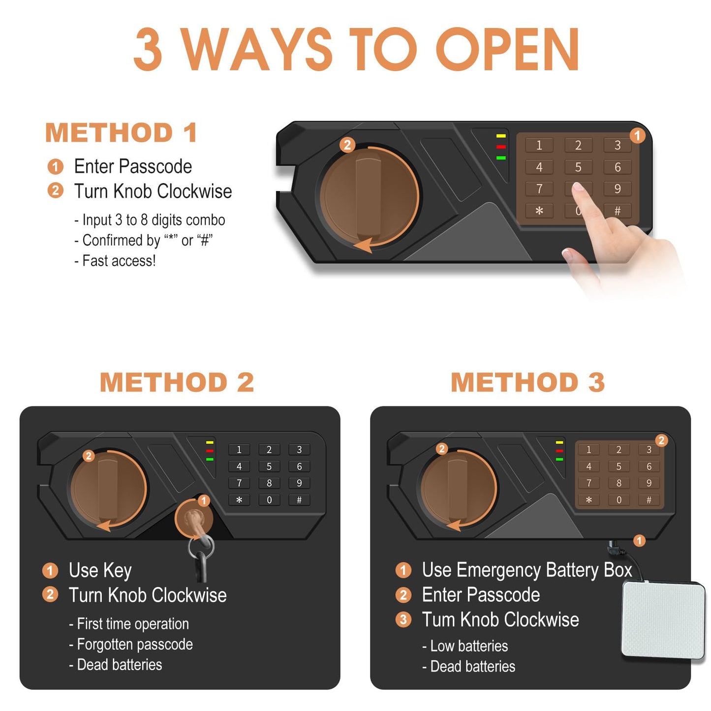 1.2 Cub Small Fireproof Safes for Home Use, Digital Home Safe Fireproof Waterproof with Programmable Keypad, Spare Keys and Removable Shelf, Fire Safe Box for Money Medicines Valuables