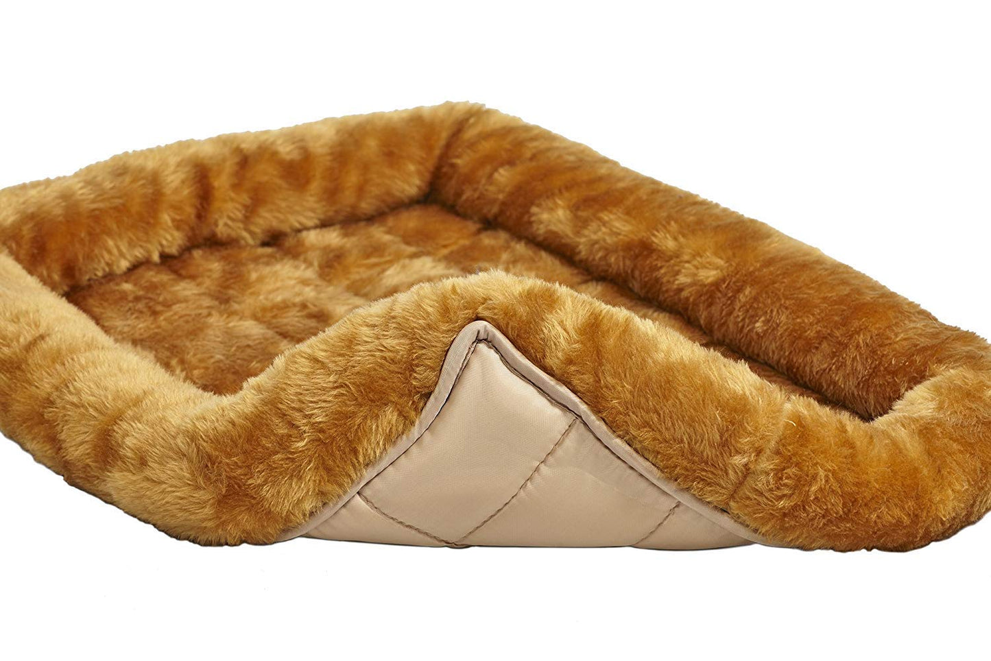 MidWest Homes for Pets QuietTime XXS Dog Bed – Cinnamon Faux Fur Bolster, Ultra-Soft and Machine Washable, Fits 18-Inch Crates and Carriers, for Small Dogs and Cats