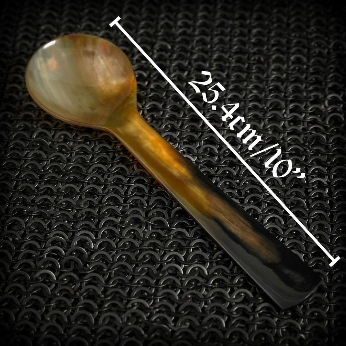 Mythrojan Buffalo Horn Caviar Spoon Large Handcrafted Polished Finish Serving Spoon for Ice Cream Sugar Salt Caviar Pepper Honey Coffee - 10 Inches Long