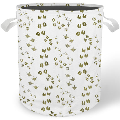 Cilrii Animal Footprints Nursery Laundry Basket, Forest Animal Track Laundry Basket Hamper Waterproof Collapsible Clothes Toys Storage Bin for Bedroom Bathroom Kids Room, Toybox for Boys Girls
