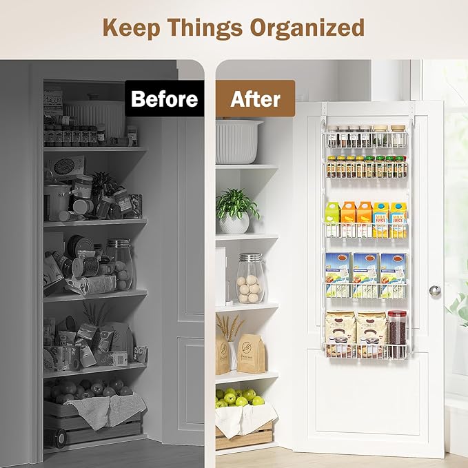 Delamu Over The Door Pantry Organizer, 5-Tier Pantry Door Organizers and Storage