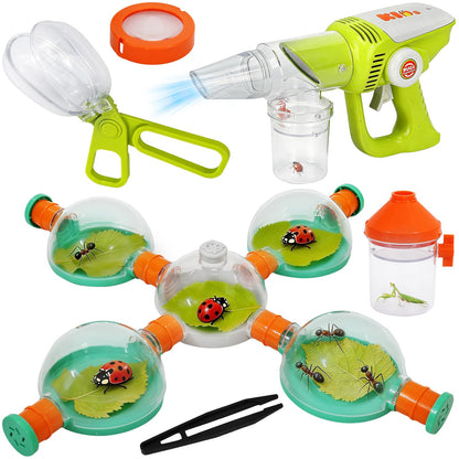 Bug Catcher for Kids 3-5, Bug Vacuum Toys Set for Toddlers 1-3, Magnify Glass, Observation Case, Insect Tweezer, Catch Pinning, STEM Educational Tool Outdoor Summer Explorer Kit Gifts for Boy Girl