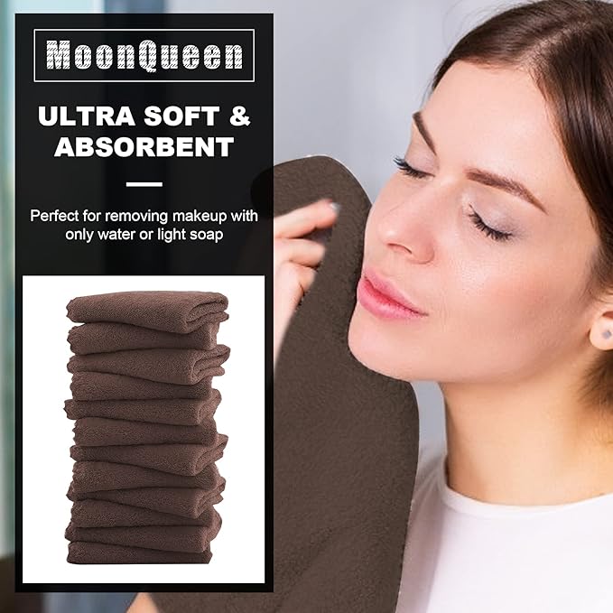MOONQUEEN Microfiber Facial Cloths Fast Drying Washcloth 12 Pack