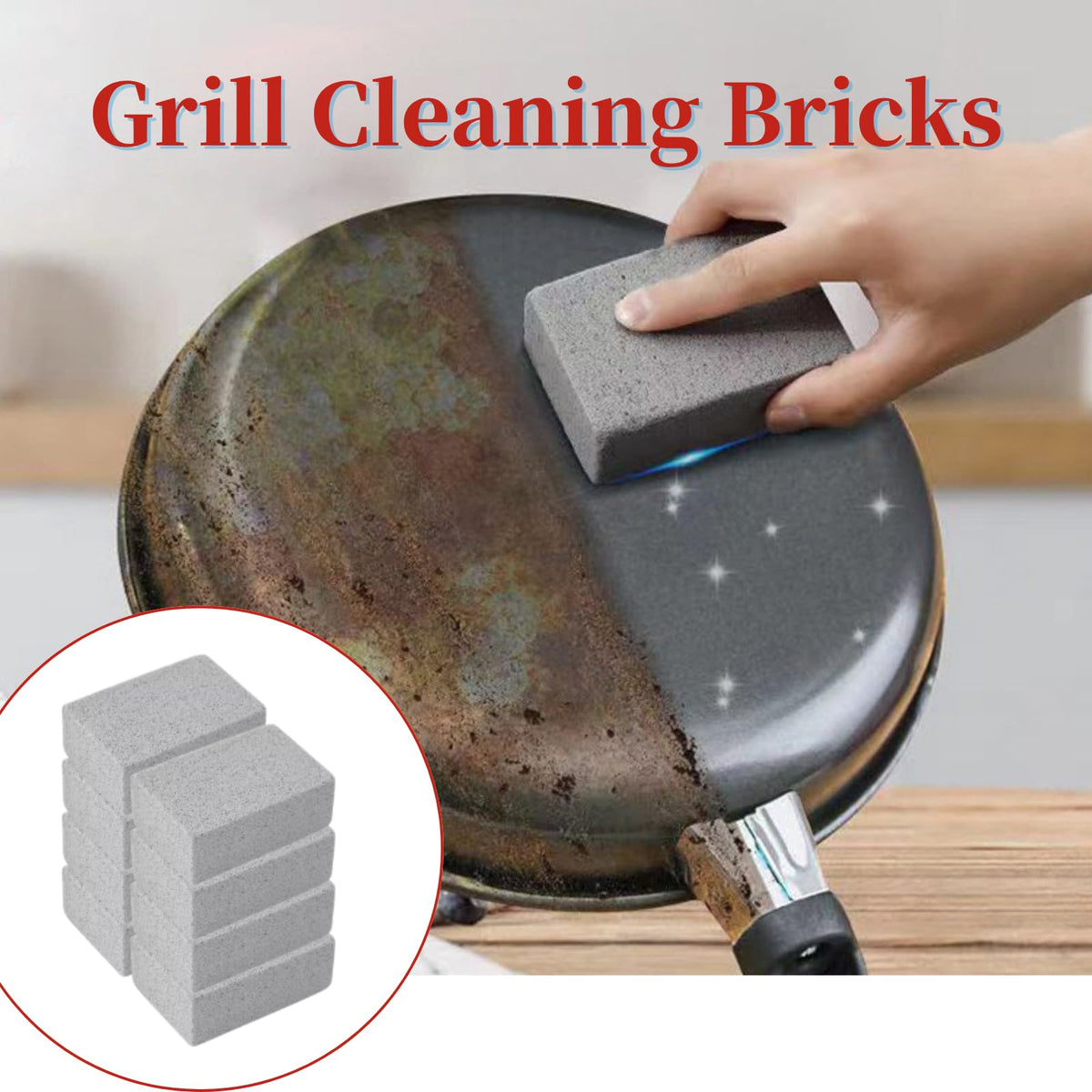 Cayton Grill Brick, 8 PCS Griddle Stone Cleaning Block Barbecue Grill Floating Stone Cleaning Tools Weighted for Cleaning Floating Stones in Ovens Stoves Barbecue Grills