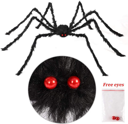 Sizonjoy 6.6 Ft Halloween Decorations Giant Spider,Scary Hairy Large Spider Props for Halloween Outdoor Yard Decorations,Party Decor, Black