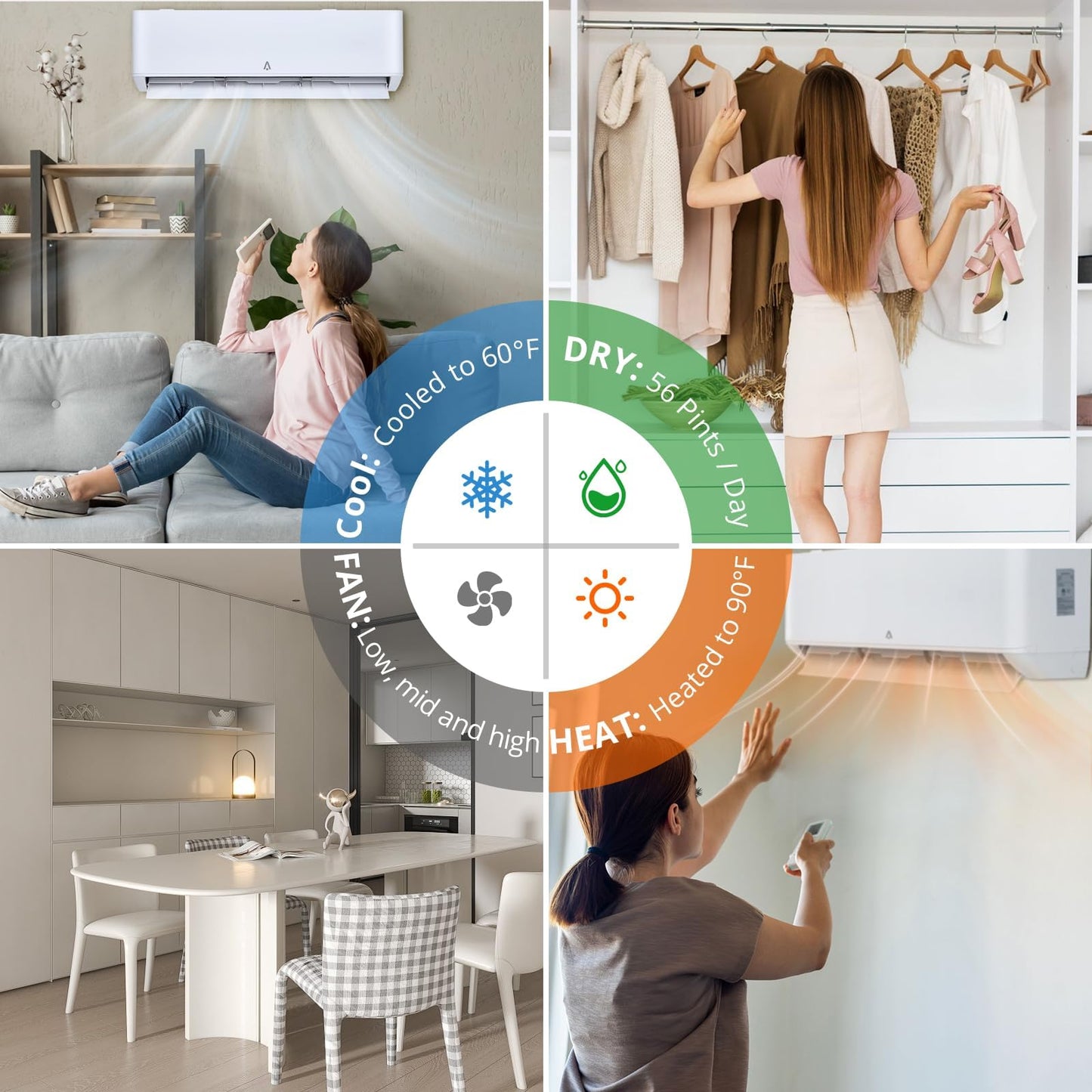 IDEALHOUSE 18,000 BTU Mini Split Air Conditioner and Heat Pump, 21 SEER2 Ultra Quiet 208-230V Ductless AC with WiFi Control, Cools/Heats up to 1250 Sq.Ft, Easy Installation Kit