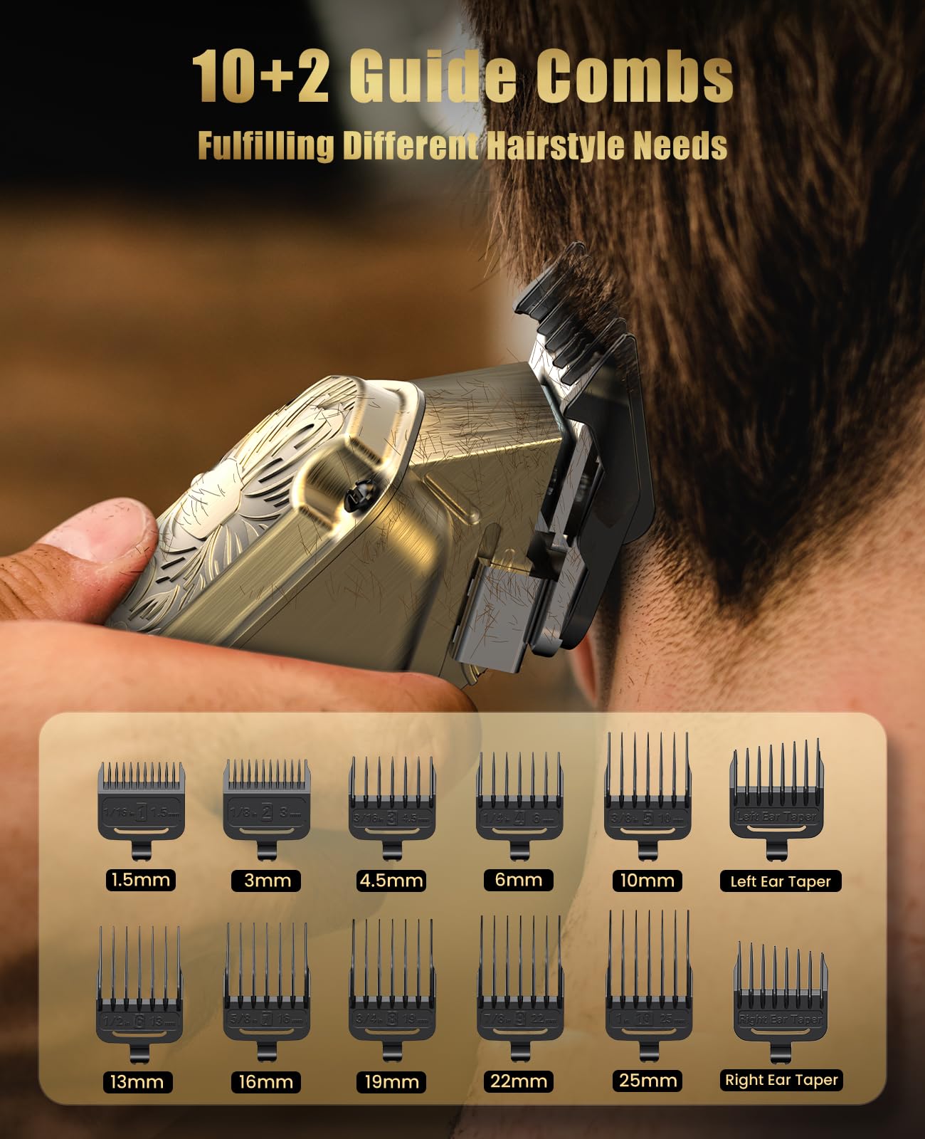 Hair Clippers for Men, Cordless Professional Hair Trimmer, IPX7 Waterproof Barber Clipper Kit with USB Rechargeable