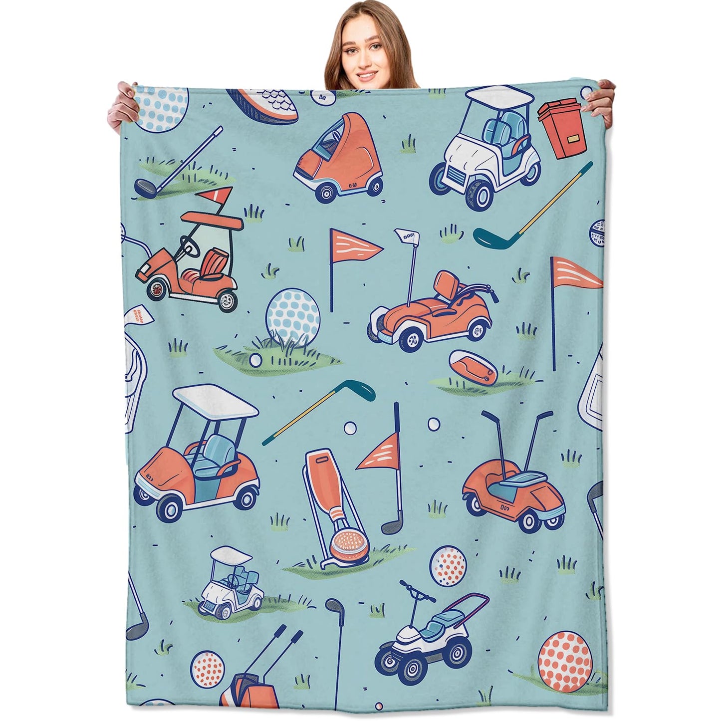 VODRM Golf Blanket Cart and Equipment Throw Blankets,Birthday Gifts for Kids Adult & Sport Lovers,Lightweight Soft Fleece Cozy for Sofa Couch Bed Room Art Modern Decor 50x60in