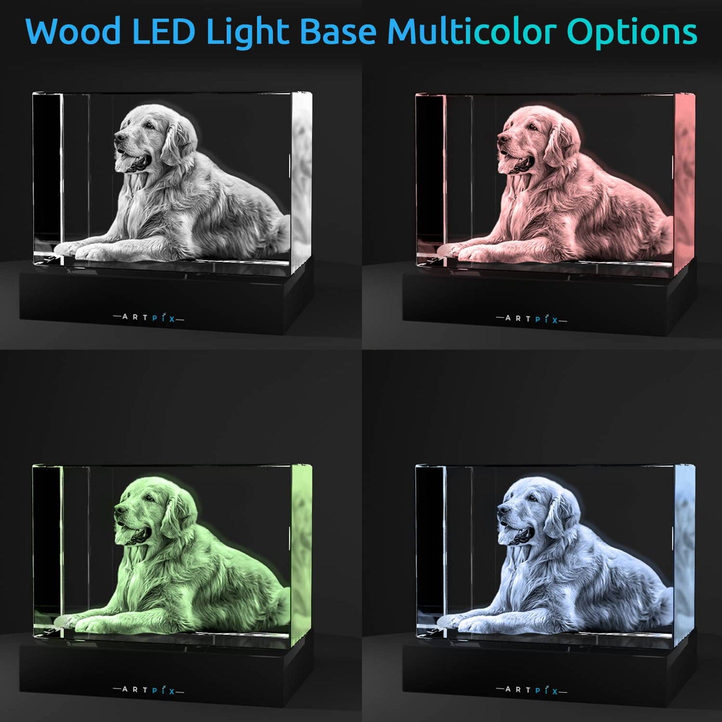 ArtPix 3D Crystal Photo, Personalized Dog Memorial Gifts with Your Own Photo for Dog Lovers, Pet Owners, 3D Laser Etched Picture, Engraved Crystal in Memory of Dog, Customized Gifts