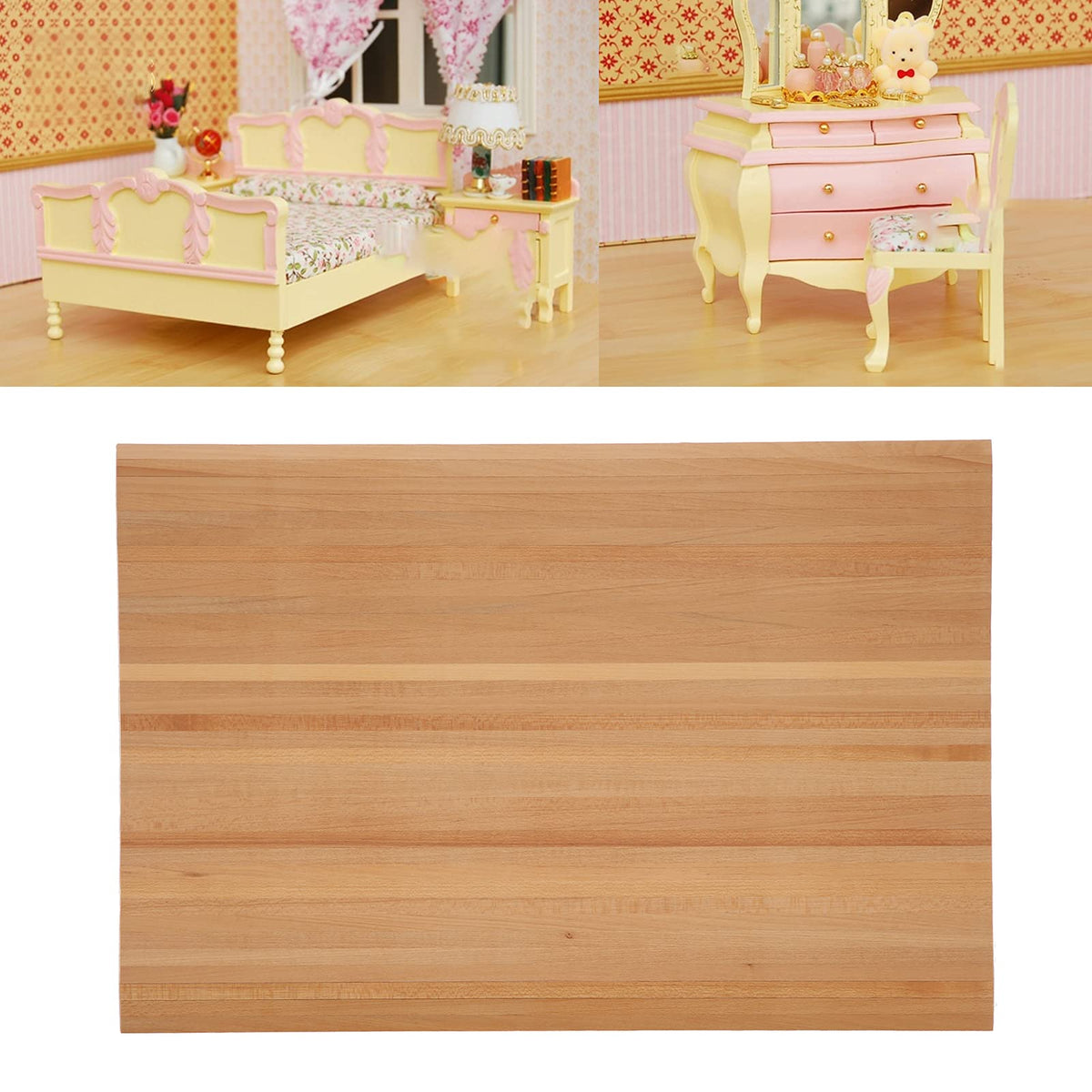 1:12 Dollhouse Wood Floorboard, Miniature Wooden Flooring Decoration Accessory for Dollhouse Interior Layout