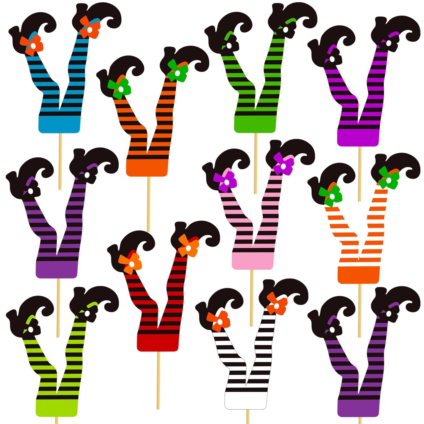 Halloween Witch Boot Centerpieces Sticks 24PCS Witch Theme Party Decorations Witch Leg Shoes Table Toppers Halloween Birthday Centerpieces for Fantasy Wizard Legs Baby Shower Supplies