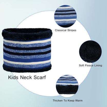 Kids Winter Hat Scarf Gloves Set, Kids Toddler Knit Warm Beanie Hat Scarf Gloves Set with Fleece Lined for 3-8 Year Old