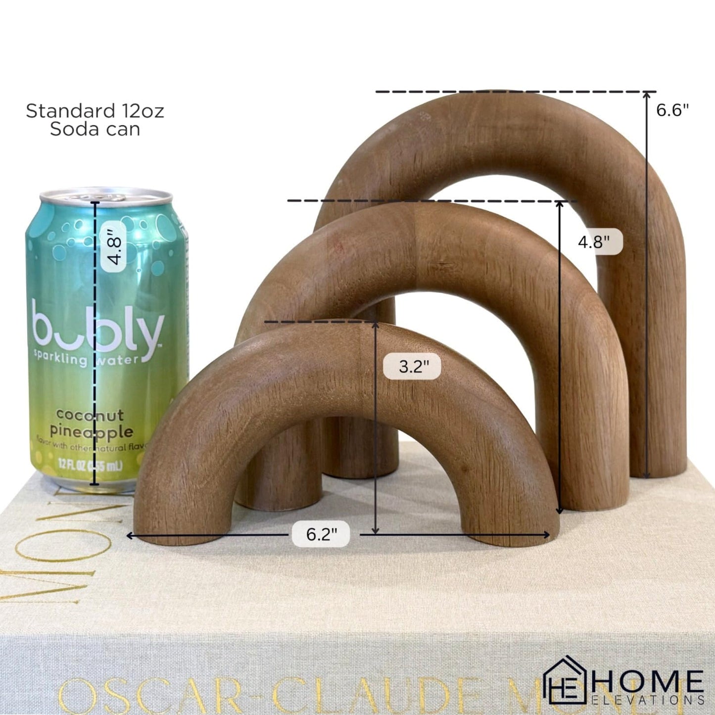 Product Elevations Wooden Arch Decor Set of 3 - Shelf Decor Aesthetic for Coffee Tables, Consoles, Bookcases, & Entryways - Scandinavian & Japandi Home Decor Accents - Wood Decorative Objects
